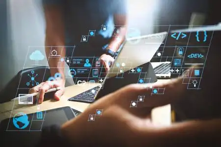 编码软件开发人员与ar新设计仪表板计算机图标的scrum敏捷开发和代码