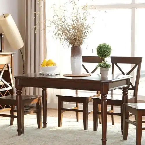 全实木餐桌美式乡村饭桌长方形桌子方桌组合樱桃木水性漆熙和家具