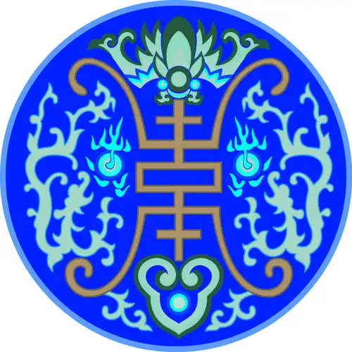 中国传统刺绣吉祥复古圆形图案矢量素材