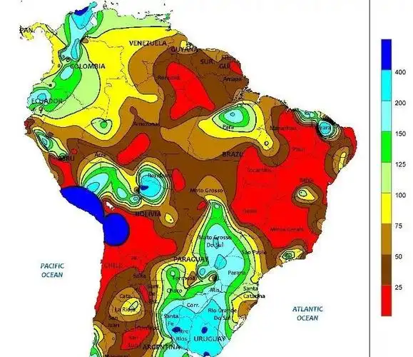 巴西月度降水统计图