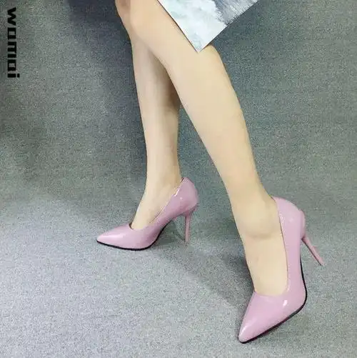 45大码男士单鞋新款尖头漆皮细跟高跟鞋女反串演出伪娘43 红色10cm 45