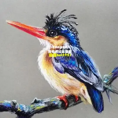 重彩油画棒动物侧面