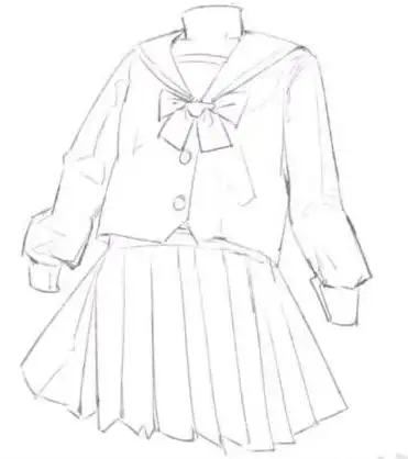 填充底色,新建草稿图层,构思好要画的制服款式,用概括的线画