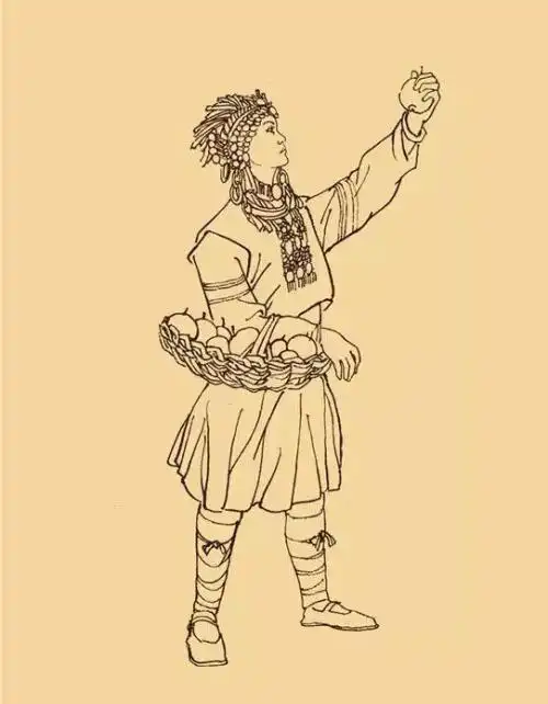 哈尼族新娘服装简笔画