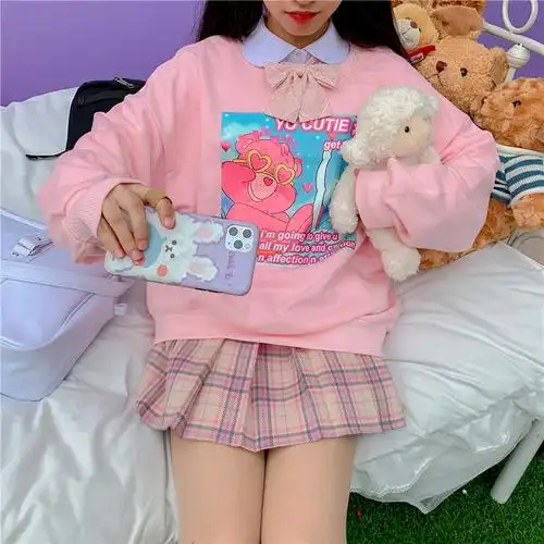 秋冬日系jk鬼马少女粉色格子短裙a字高腰百褶半身裙女2019新款ins