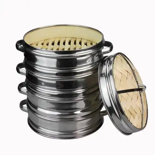 竹蒸笼家用竹制包子馒头蒸架小不锈钢蒸锅笼屉小笼包蒸格商用大