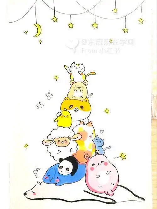 小动物叠叠高简笔画