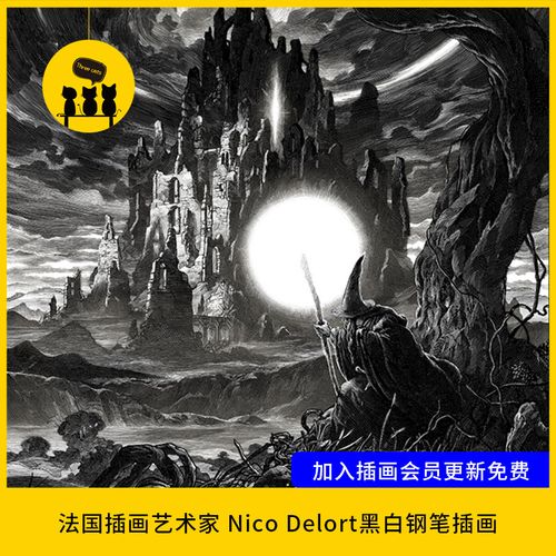 【1422】插画艺术家 nico delort黑白钢笔插画图片装饰画200张