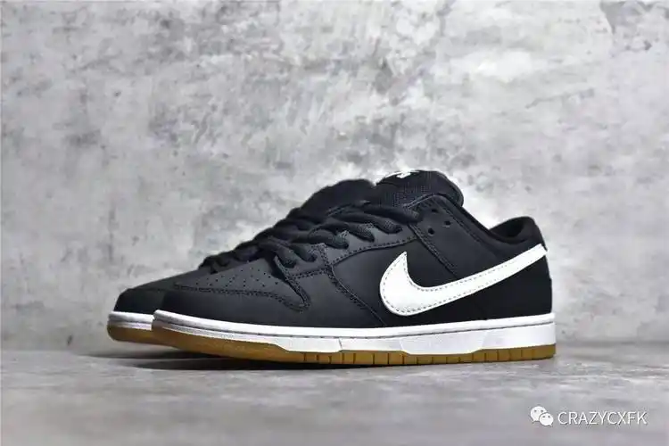 耐克nike sb dunk low black gum 新黑生胶磨砂滑板鞋_白色_swoosh