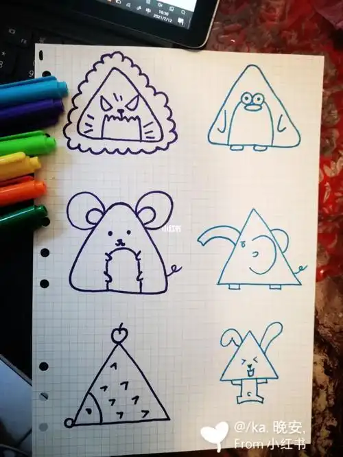 绘画成长史三角形,正方形添画～【创意简笔画】三角形的联想简笔画