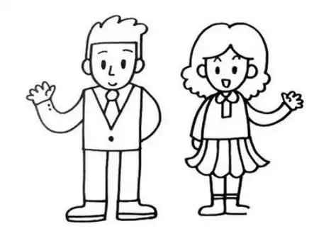 1 过程一: 首要画出爸爸的头部上面正方一些,下面是圆形,头上画出头发