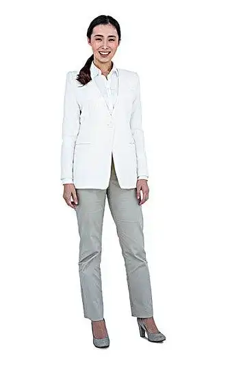 微笑,职业女性,站立,笔直,向上,白色背景_高清图片_全景视觉