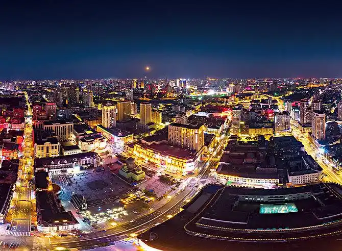 航拍冰城哈尔滨美丽夏夜_全景网