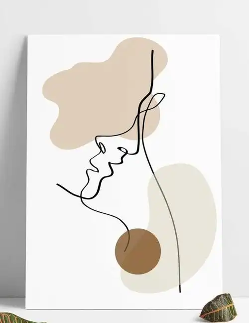 莫兰迪极简手绘人物轮廓线条图片