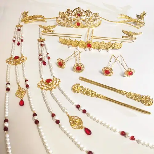 玥羽流苏发簪冠发风发唐风发珍珠清轩凤簪头面发饰