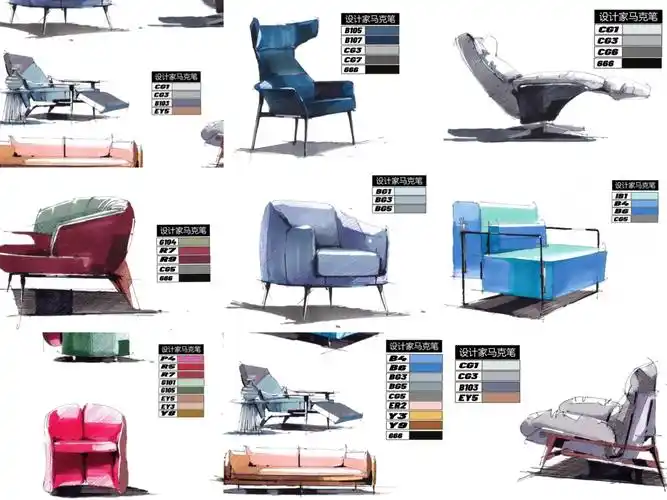 准备了一波我们优秀家具设计单体马克笔上色手绘图,希望带给大家更多