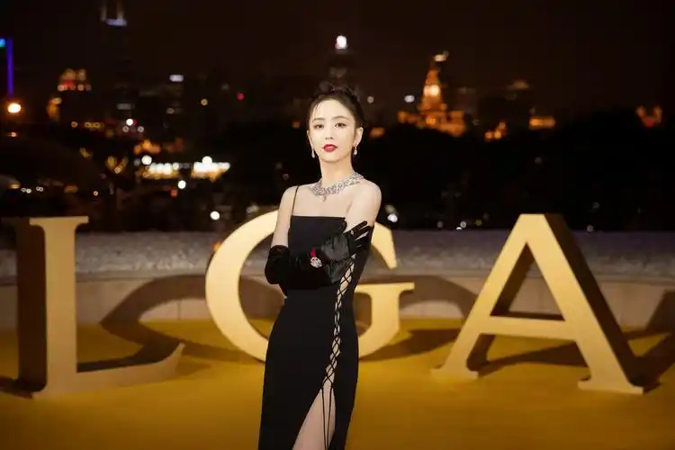 佟丽娅今晚出席活动造型一袭复古优雅的开衩黑色长裙