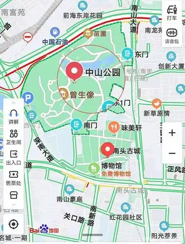 深圳市中山公园的地图