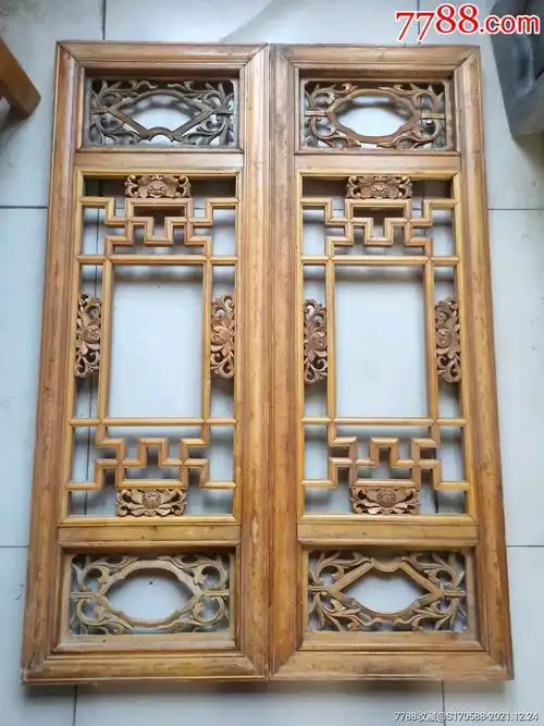 精品楠木满工老花窗一对雕工精细漂亮大气装饰古建筑挂屏使用佳品