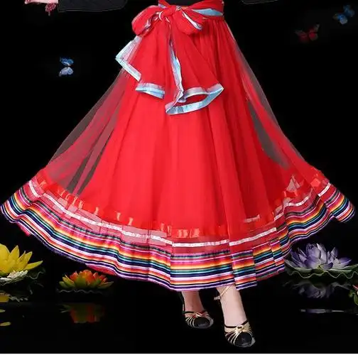 2019云裳广场舞蹈裙子 新款演出舞裙大摆舞裙 女中老年练习长裙