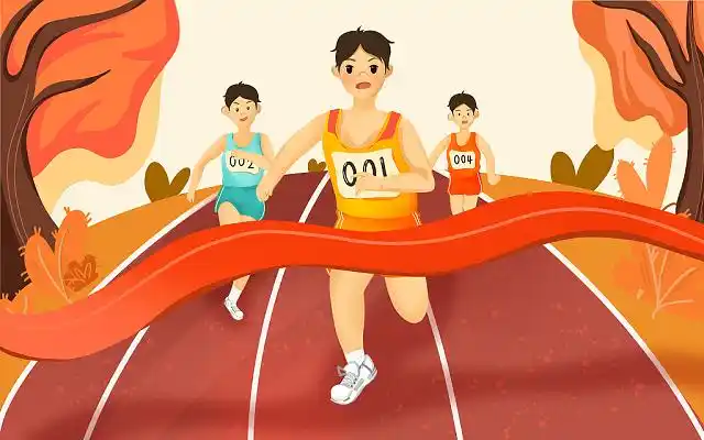 卡通人物赛跑秋季运动会赛跑png素材秋天运动会