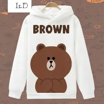 布朗熊妮兔男女连帽卫衣加绒宽松潮牌韩版学生衣服外套连帽布朗熊1s
