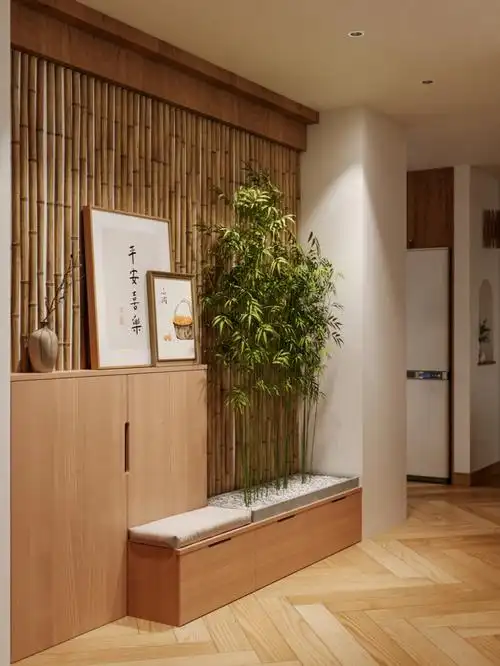 可以参考入户玄关|玄关设计 |换鞋凳 |鞋柜|入户走廊|原木风#装修