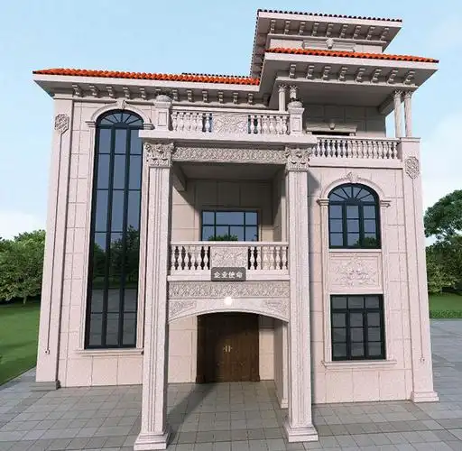 别墅外墙效果图水包砂仿石漆厂家品质保障湖南福湘涂料