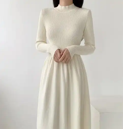 秋冬季法式温柔针织连衣裙女装2024新款小个子内搭打底毛衣长裙子