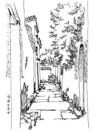 绘画入门基础|古镇风景钢笔速写作品