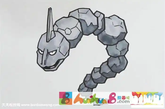 超级大钢蛇简笔画简笔画大岩蛇简单几步精灵宝可梦中的大岩蛇简笔画蛇