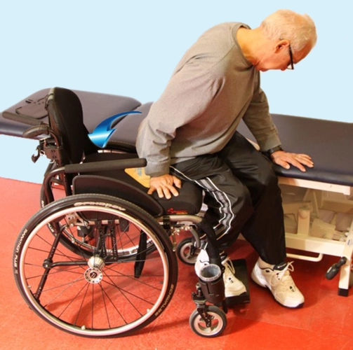 脊髓损伤患者用移位板自行从床移动到轮椅示意图( photo credict