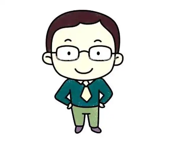 戴眼镜看书的爸爸简笔画