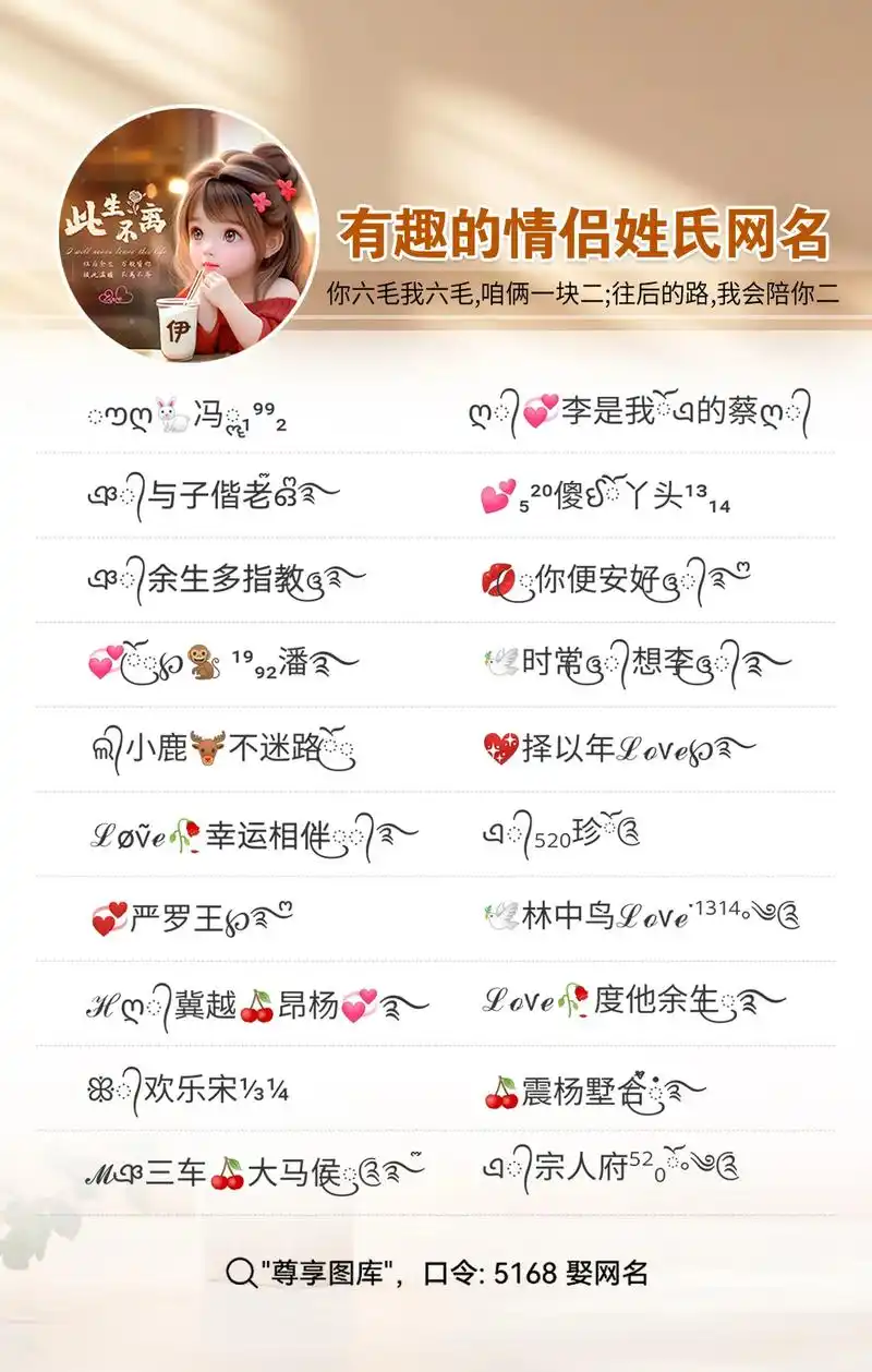 有趣的情侣姓氏网名 情侣姓氏头像.#情侣网名 #姓氏谐音梗网 - 抖音