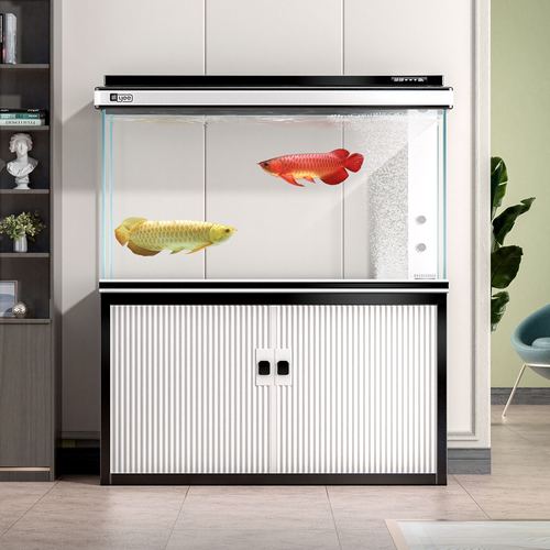 鱼缸yee超白屏风靠墙水族箱生态底滤缸中大型龙鱼缸底柜