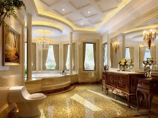 耀眼奢华欧式风格浴室瓷砖效果图设计