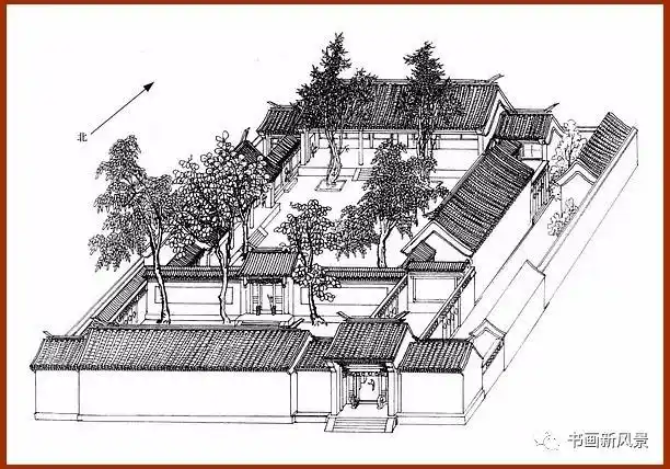 手绘板老北京四合院