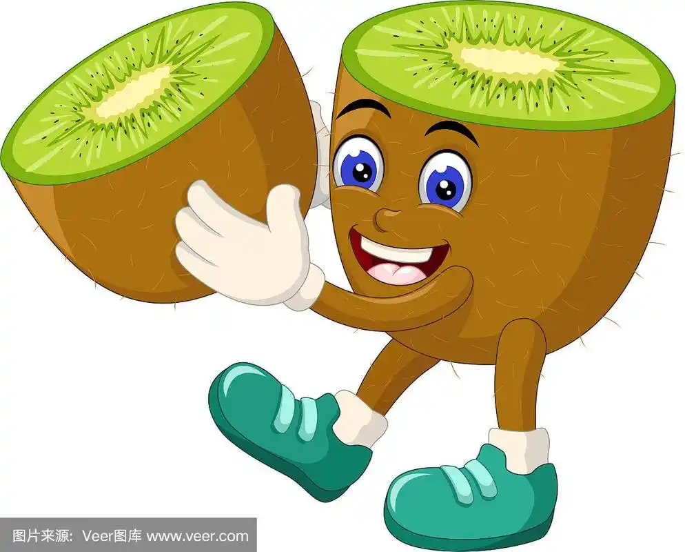 有趣的棕色猕猴桃穿着蓝色的鞋子卡通