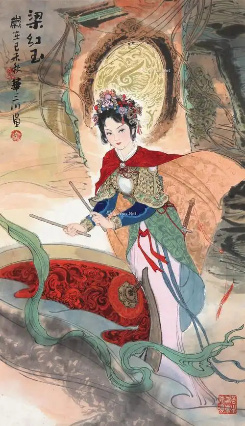 0722梁红玉镜心设色纸本