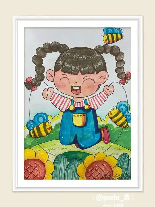 马克笔跳绳的小姑娘