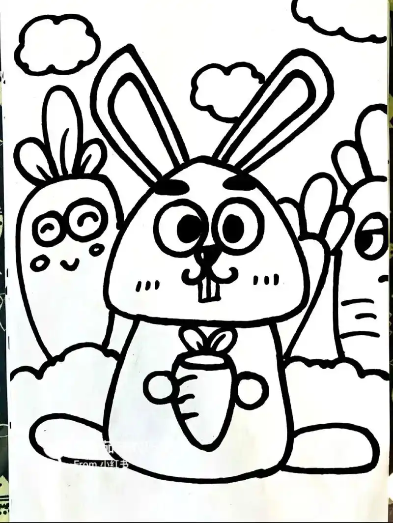 儿童简笔画  油画棒/水彩 《线稿》       简笔画线稿 - 抖音