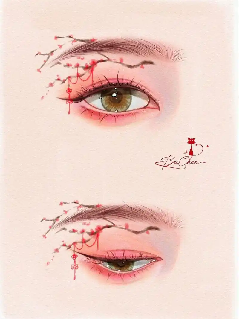 不同角度古风眼睛画法教程|带详细过程   练习了一组眼睛,带了点简单