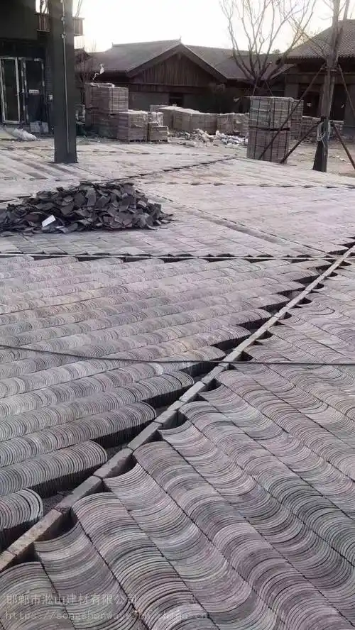 仿古小青瓦铺地立瓦园林地面铺设小青瓦条青瓦片公园铺地瓦片