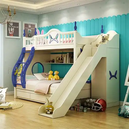 儿童双层床带滑梯公主子母床儿童房家具组合套装上下床