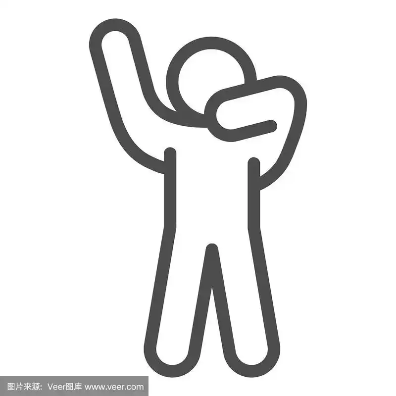 简笔画人物与手的轮廓线图标.