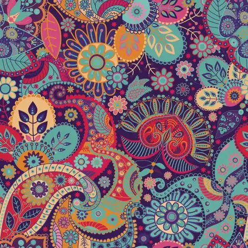 四方连续纹样,多色的,马来西亚人,绘画插图,印度人正版矢量图素材下载