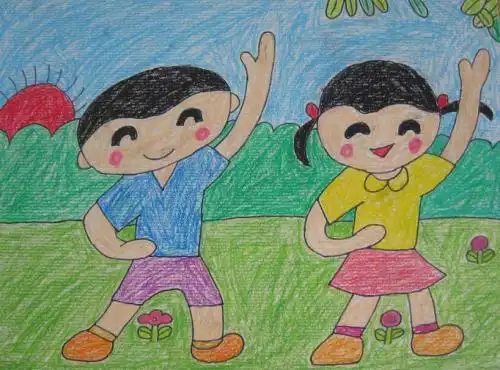 快乐的童年幼儿简笔画