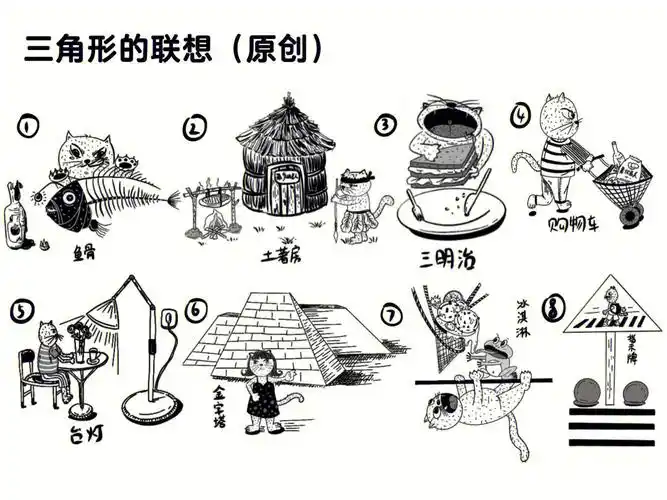 视觉传达作业2三角形的联想原创插画