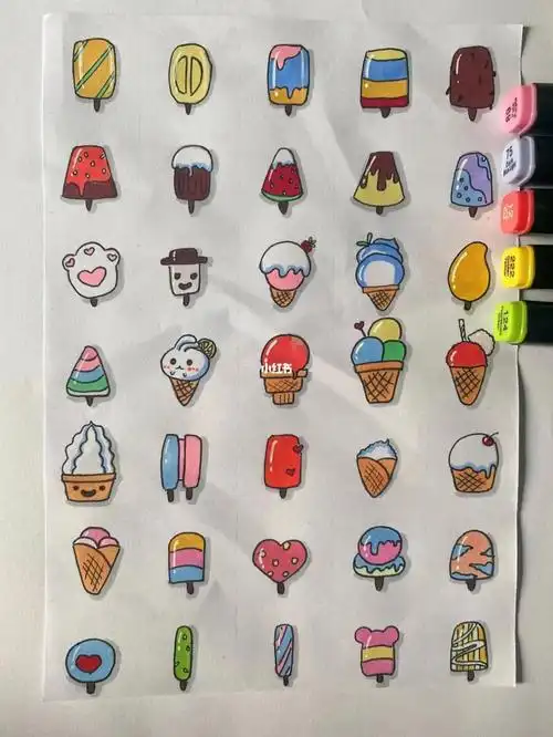 手帐素材冰淇淋简笔画