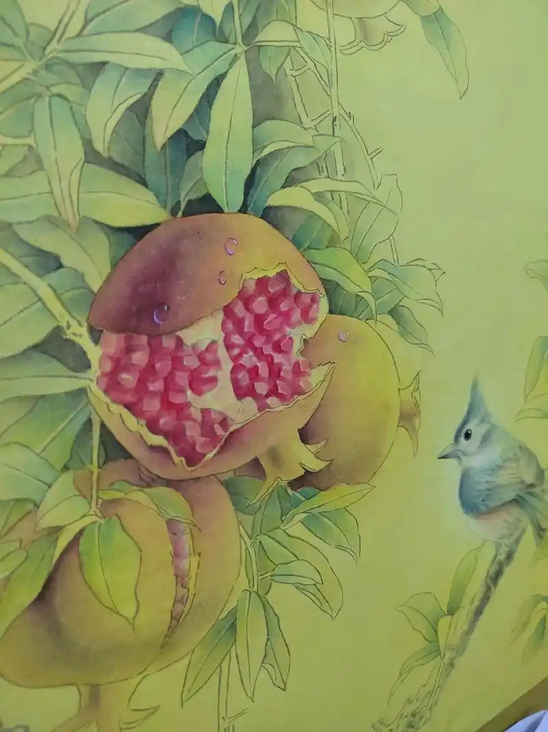 一起学画画 #工笔画 石榴#画画 #vlog日常  - 抖音